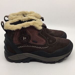 Merrell Sleet 6 Waterproof Bracken winter suede ankle boots with faux fur Sz 7M
